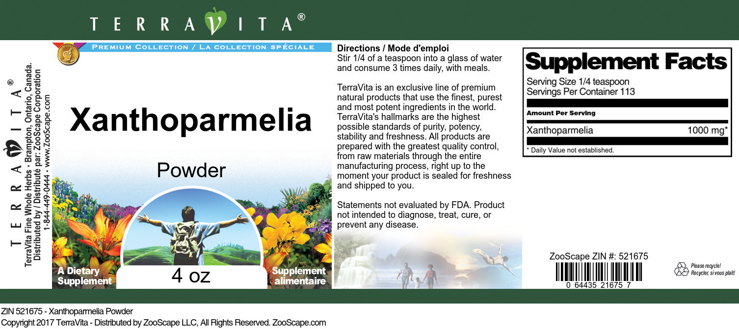 Xanthoparmelia Powder - Label