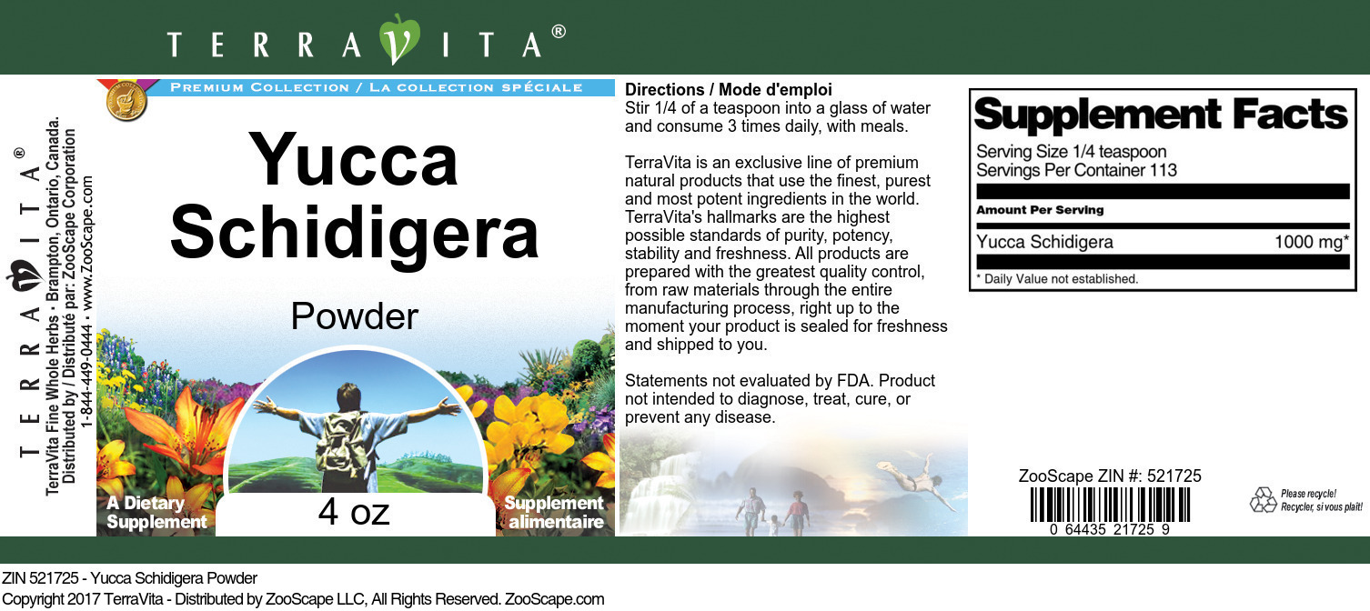 Yucca Schidigera Powder - Label