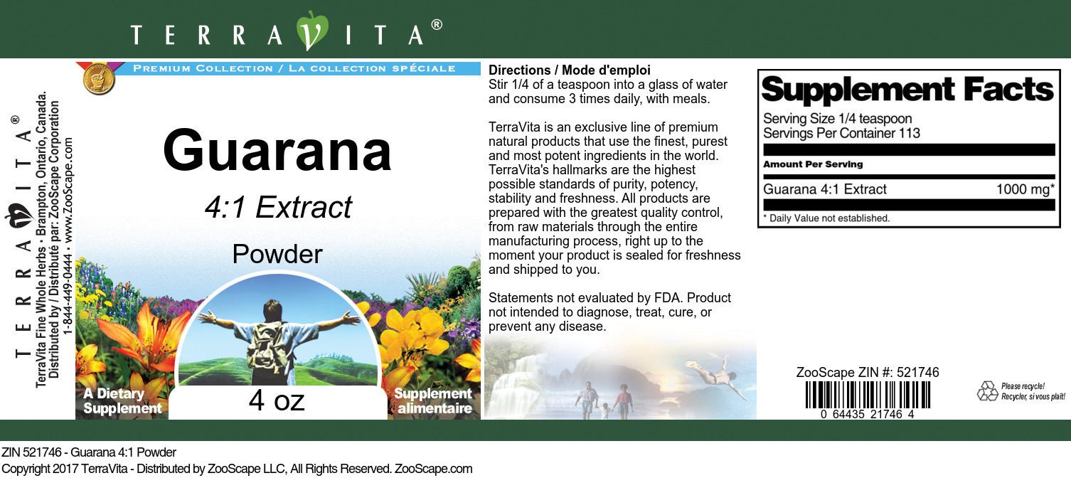 Guarana 4:1 Powder - Label