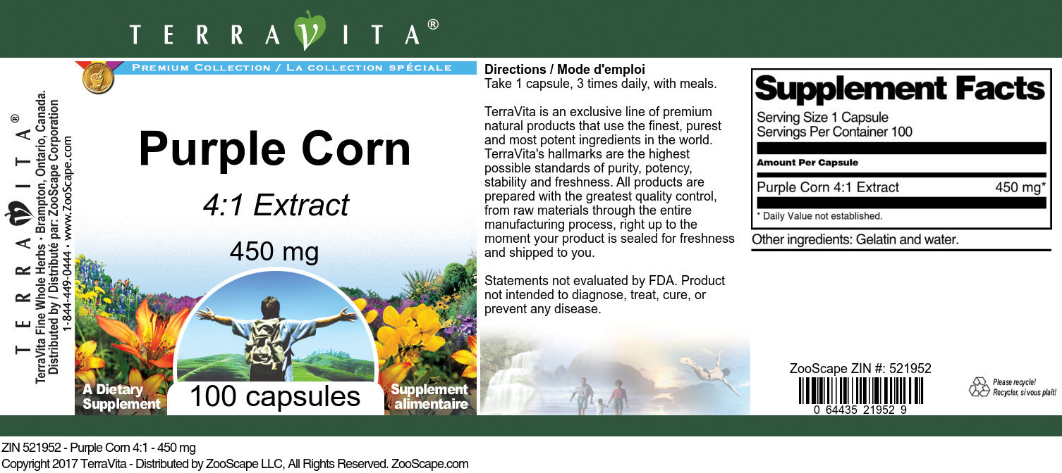 Purple Corn 4:1 - 450 mg - Label