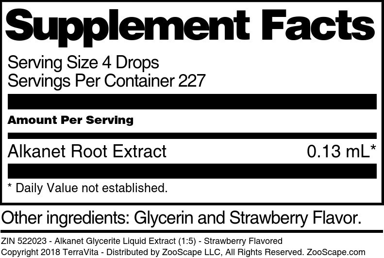 Alkanet Glycerite Liquid Extract (1:5) - Supplement / Nutrition Facts