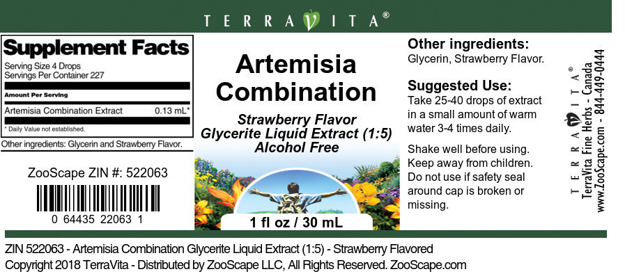 Artemisia Combination Glycerite Liquid Extract (1:5) - Label