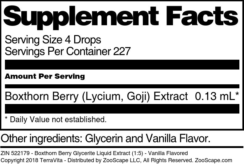 Boxthorn Berry Glycerite Liquid Extract (1:5) - Supplement / Nutrition Facts