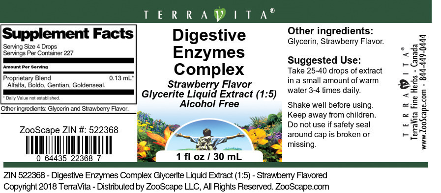 Digestive Enzymes Complex Glycerite Liquid Extract (1:5) - Label