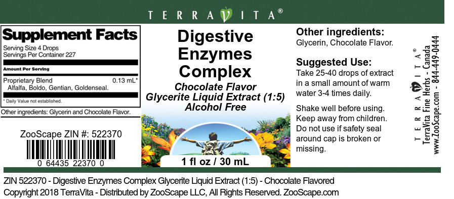 Digestive Enzymes Complex Glycerite Liquid Extract (1:5) - Label
