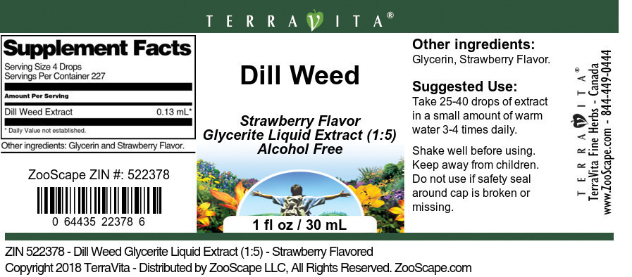 Dill Weed Glycerite Liquid Extract (1:5) - Label