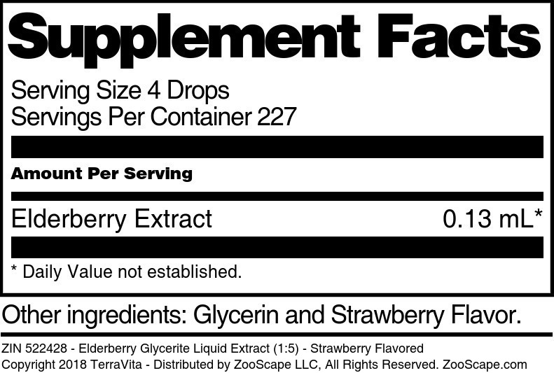 Elderberry Glycerite Liquid Extract (1:5) - Supplement / Nutrition Facts