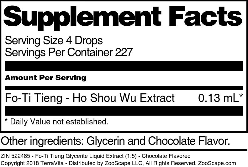 Fo-Ti Tieng Glycerite Liquid Extract (1:5) - Supplement / Nutrition Facts
