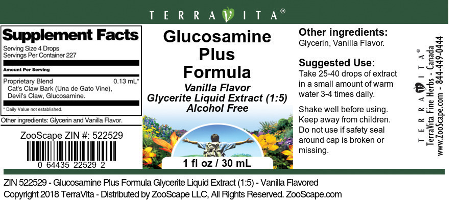 Glucosamine Plus Formula Glycerite Liquid Extract (1:5) - Label