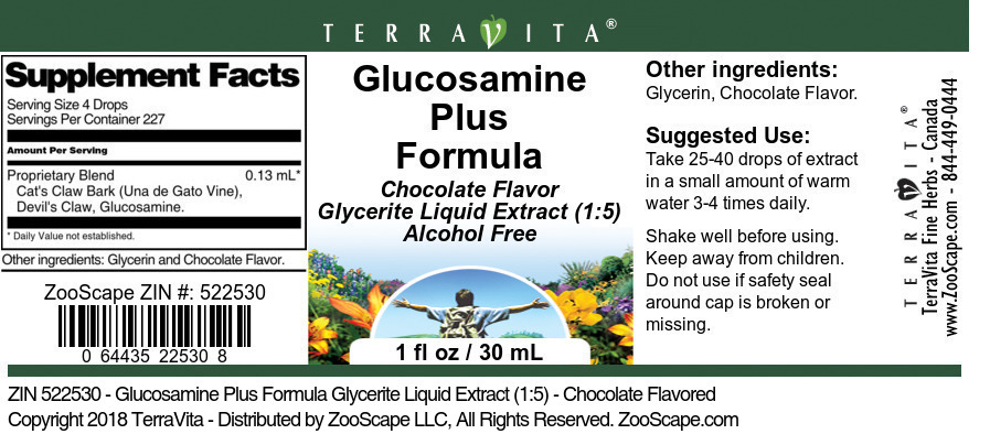 Glucosamine Plus Formula Glycerite Liquid Extract (1:5) - Label