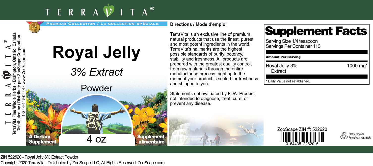 Royal Jelly 3% Extract Powder - Label