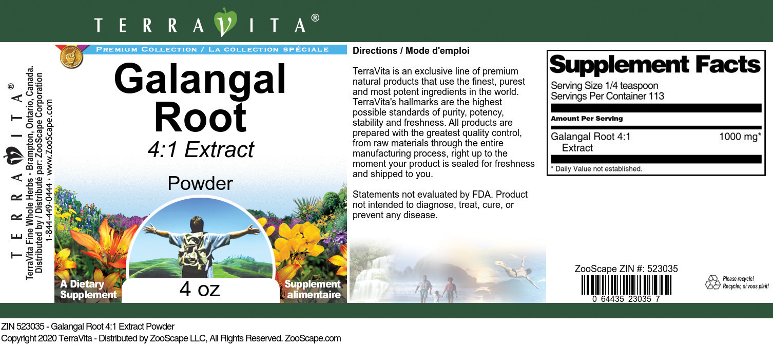 Galangal Root 4:1 Extract Powder - Label