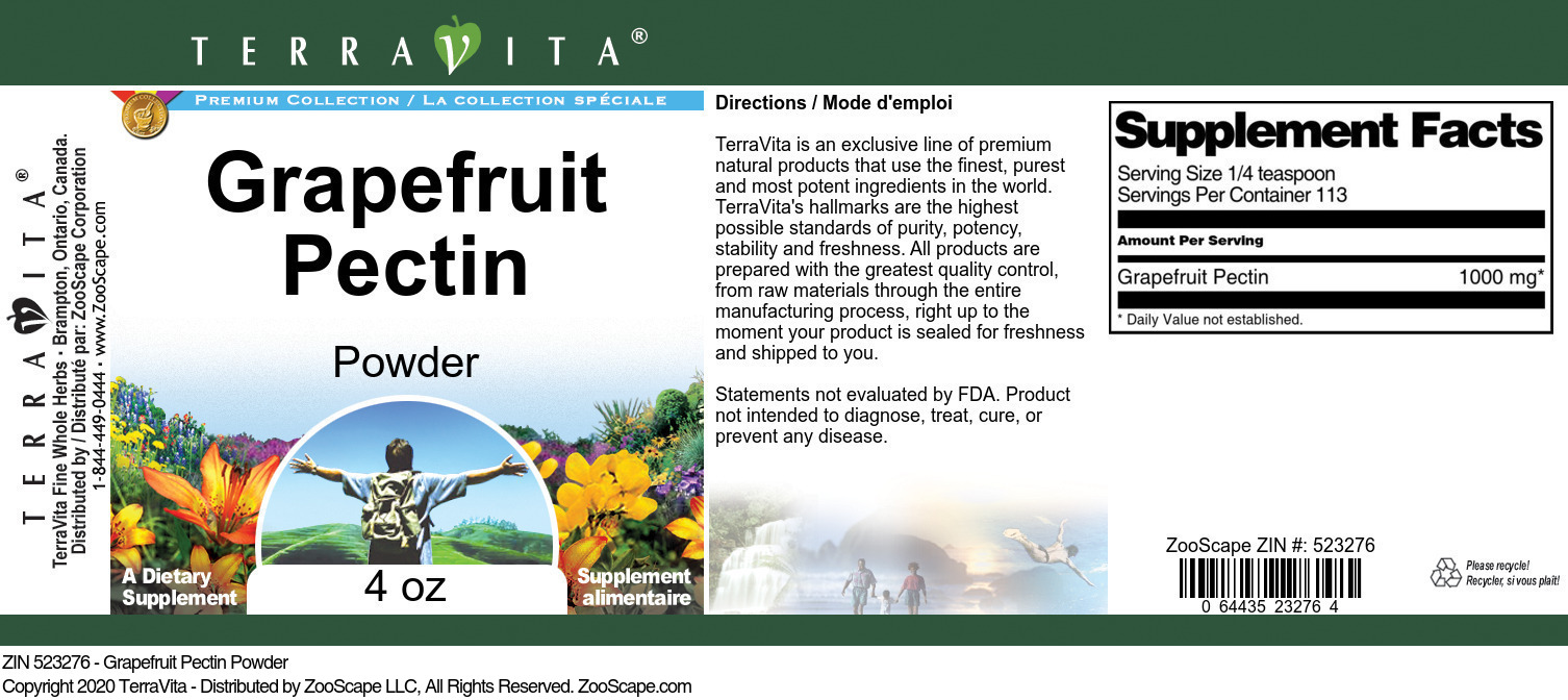 Grapefruit Pectin Powder - Label