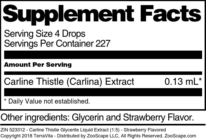 Carline Thistle Glycerite Liquid Extract (1:5) - Supplement / Nutrition Facts