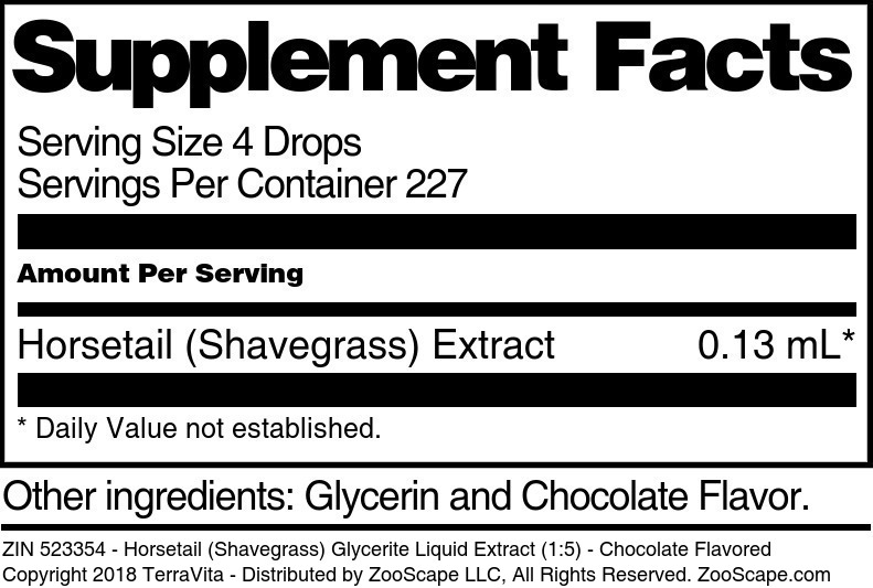 Horsetail (Shavegrass) Glycerite Liquid Extract (1:5) - Supplement / Nutrition Facts