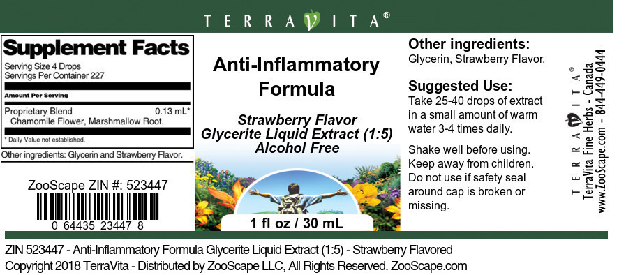 Anti-Inflammatory Formula Glycerite Liquid Extract (1:5) - Label