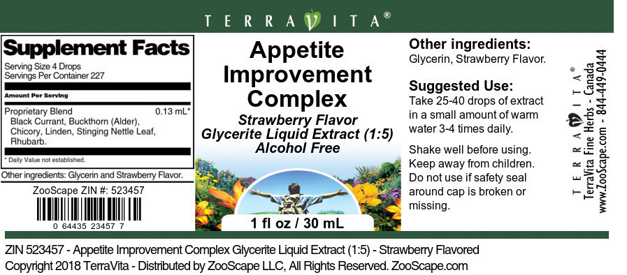 Appetite Improvement Complex Glycerite Liquid Extract (1:5) - Label