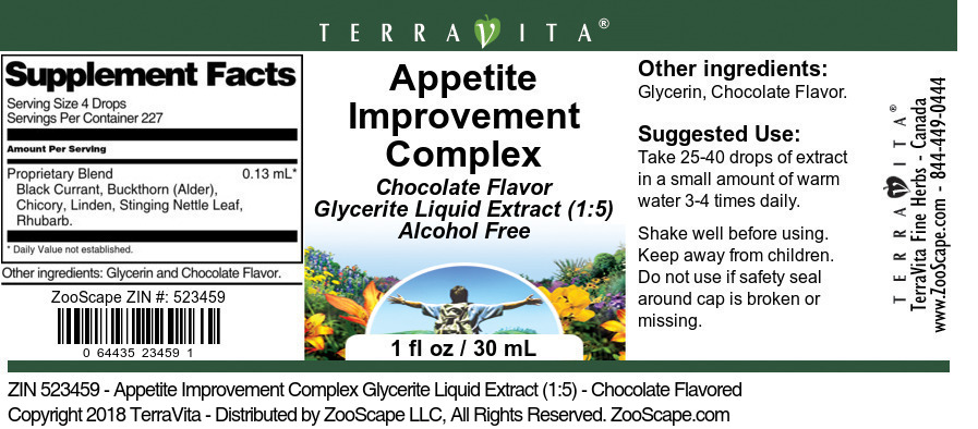 Appetite Improvement Complex Glycerite Liquid Extract (1:5) - Label