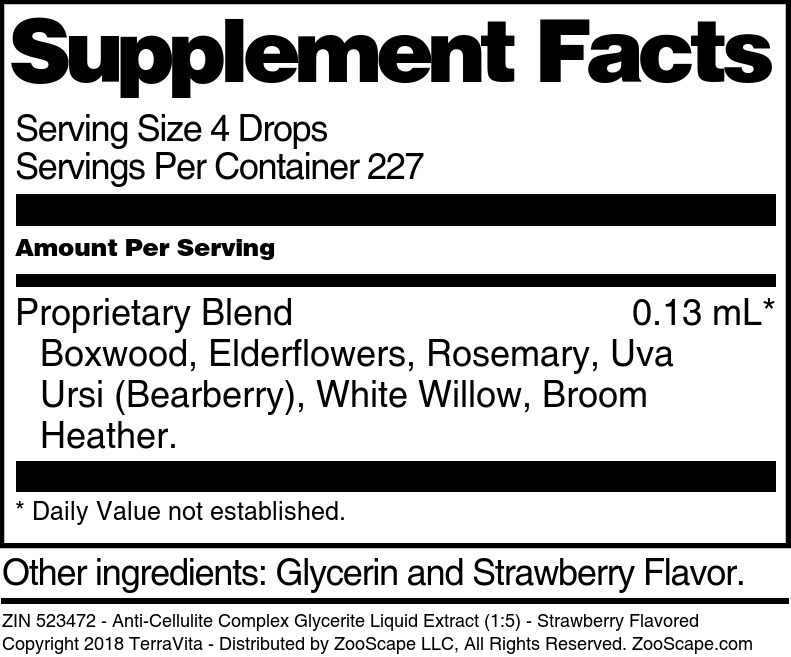 Anti-Cellulite Complex Glycerite Liquid Extract (1:5) - Supplement / Nutrition Facts