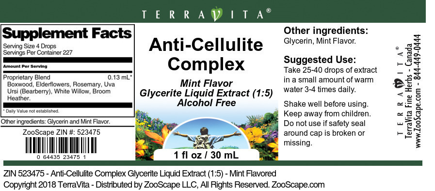 Anti-Cellulite Complex Glycerite Liquid Extract (1:5) - Label