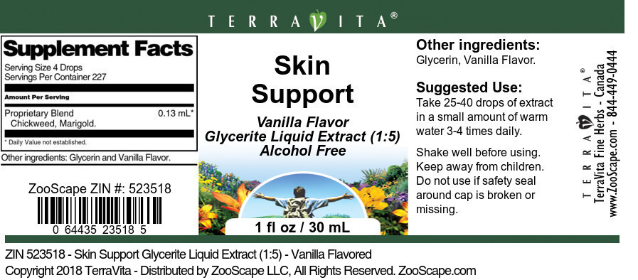 Skin Support Glycerite Liquid Extract (1:5) - Label