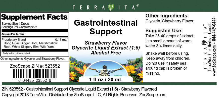 Gastrointestinal Support Glycerite Liquid Extract (1:5) - Label
