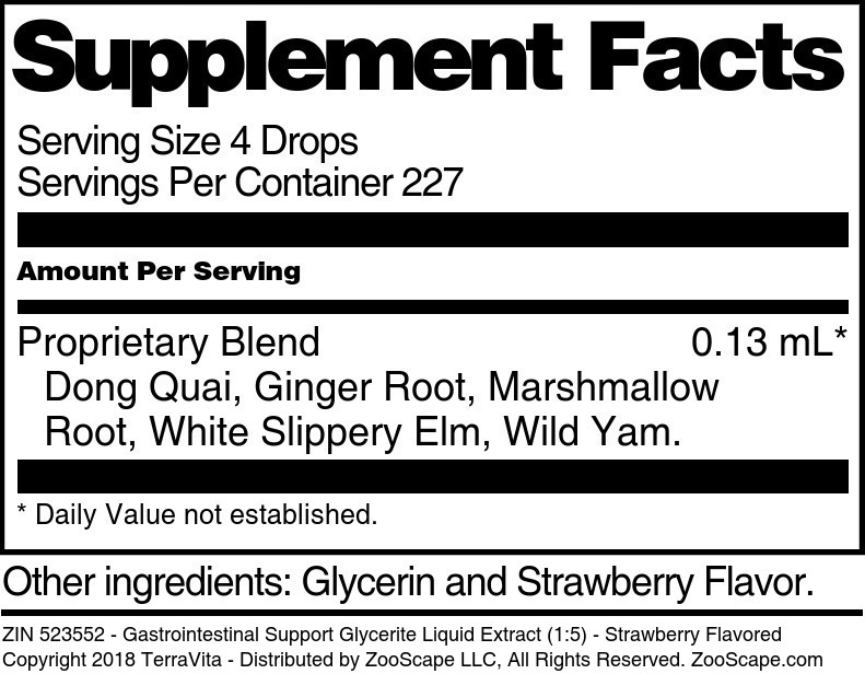 Gastrointestinal Support Glycerite Liquid Extract (1:5) - Supplement / Nutrition Facts