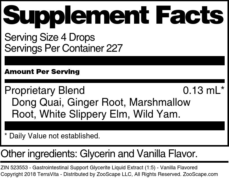Gastrointestinal Support Glycerite Liquid Extract (1:5) - Supplement / Nutrition Facts