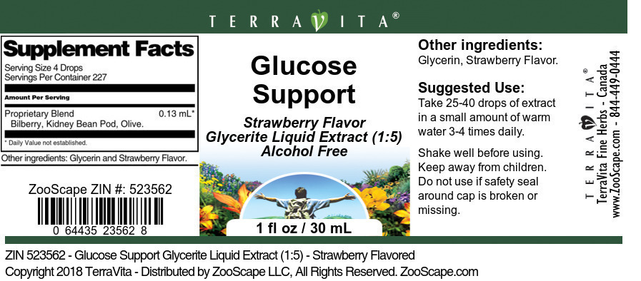 Glucose Support Glycerite Liquid Extract (1:5) - Label