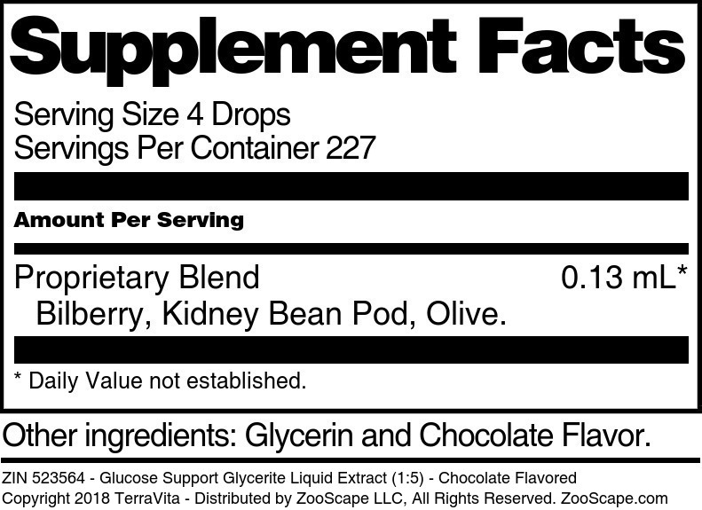 Glucose Support Glycerite Liquid Extract (1:5) - Supplement / Nutrition Facts