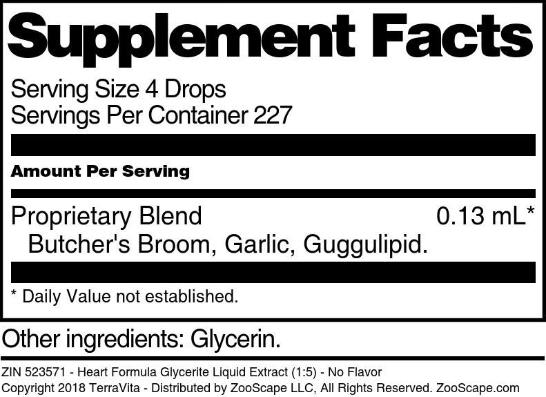 Heart Formula Glycerite Liquid Extract (1:5) - Supplement / Nutrition Facts