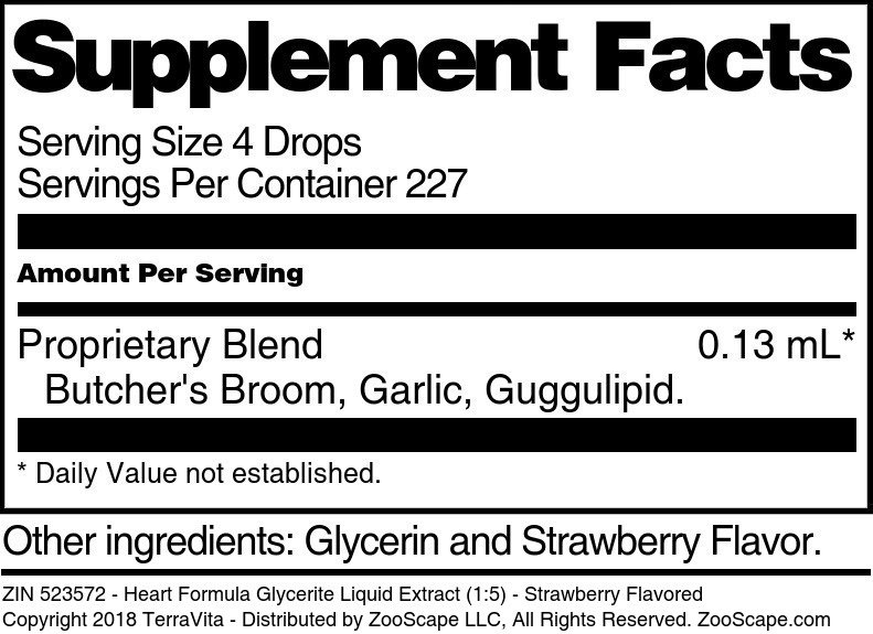 Heart Formula Glycerite Liquid Extract (1:5) - Supplement / Nutrition Facts