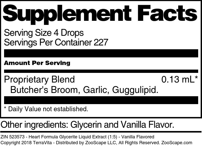 Heart Formula Glycerite Liquid Extract (1:5) - Supplement / Nutrition Facts