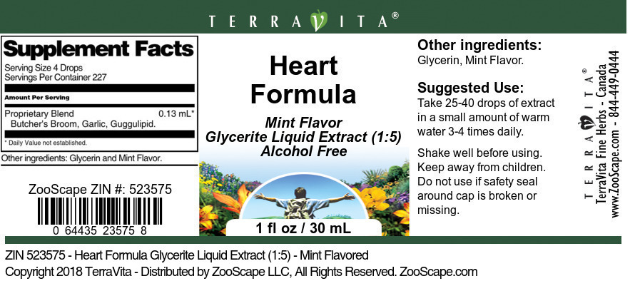 Heart Formula Glycerite Liquid Extract (1:5) - Label