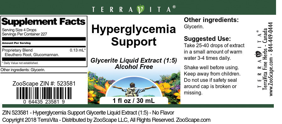 Hyperglycemia Support Glycerite Liquid Extract (1:5) - Label