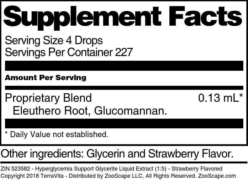 Hyperglycemia Support Glycerite Liquid Extract (1:5) - Supplement / Nutrition Facts