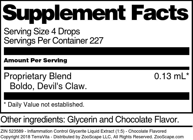 Inflammation Control Glycerite Liquid Extract (1:5) - Supplement / Nutrition Facts