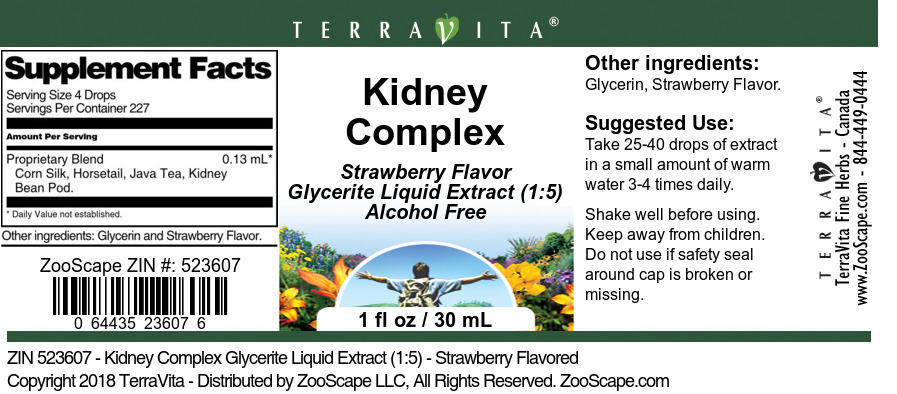 Kidney Complex Glycerite Liquid Extract (1:5) - Label
