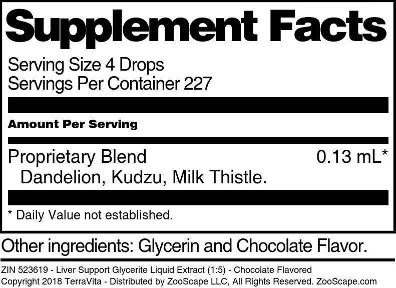 Liver Support Glycerite Liquid Extract (1:5) - Supplement / Nutrition Facts