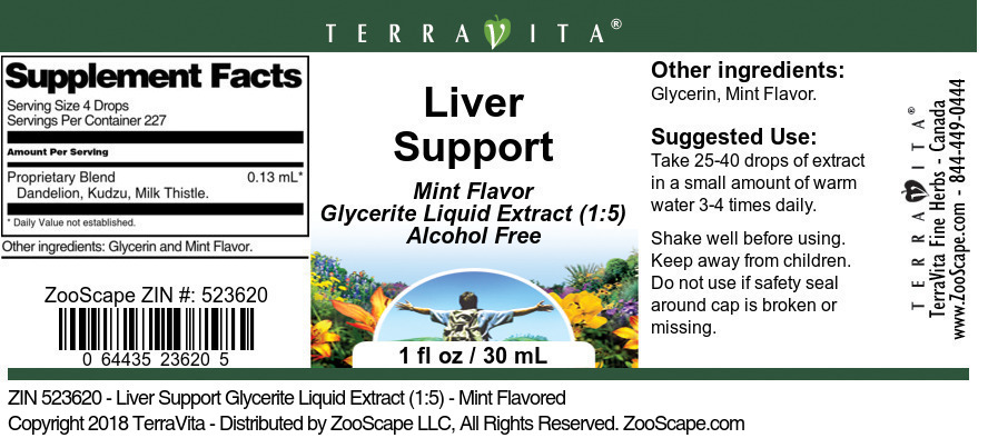 Liver Support Glycerite Liquid Extract (1:5) - Label