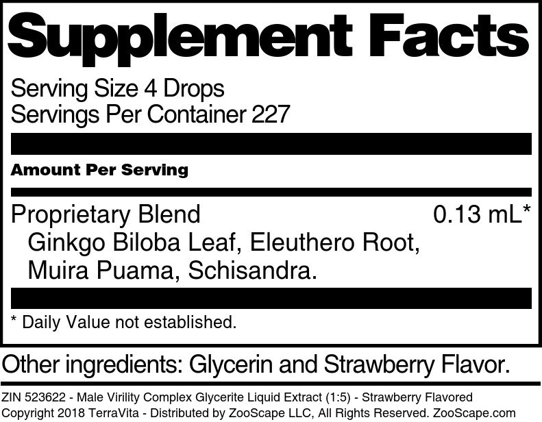 Male Virility Complex Glycerite Liquid Extract (1:5) - Supplement / Nutrition Facts