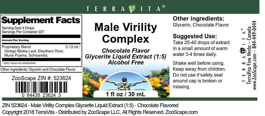 Male Virility Complex Glycerite Liquid Extract (1:5) - Label