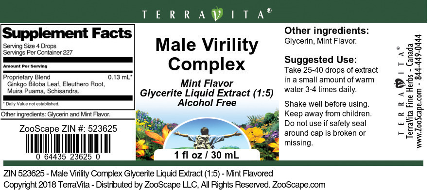 Male Virility Complex Glycerite Liquid Extract (1:5) - Label
