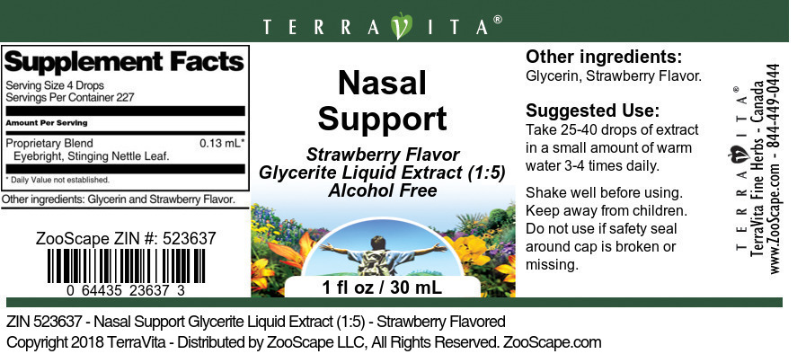 Nasal Support Glycerite Liquid Extract (1:5) - Label