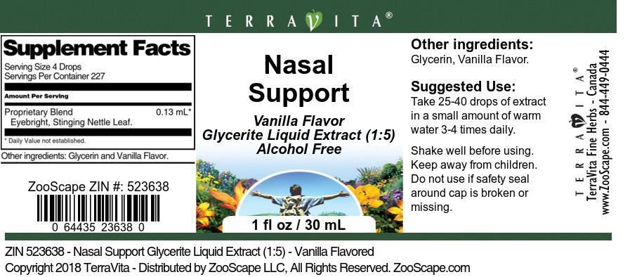 Nasal Support Glycerite Liquid Extract (1:5) - Label