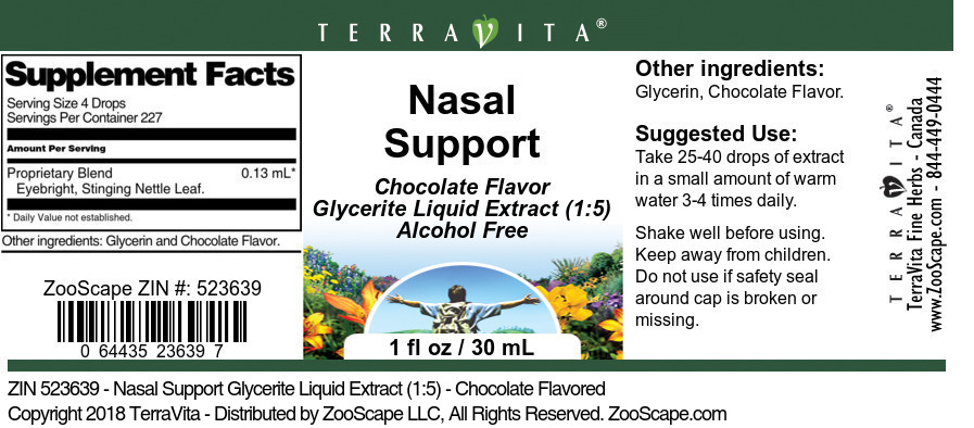 Nasal Support Glycerite Liquid Extract (1:5) - Label