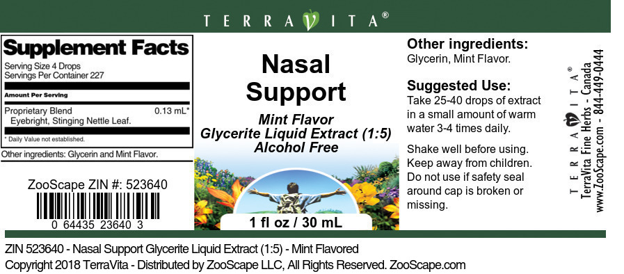 Nasal Support Glycerite Liquid Extract (1:5) - Label