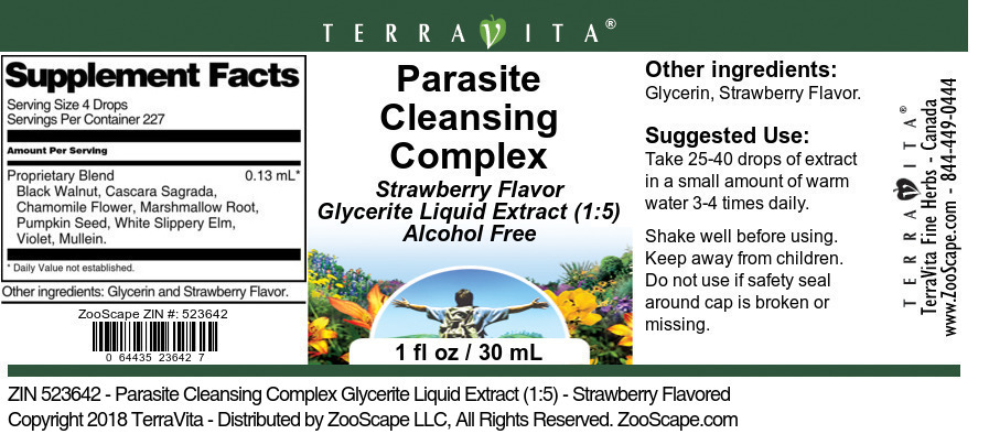 Parasite Cleansing Complex Glycerite Liquid Extract (1:5) - Label