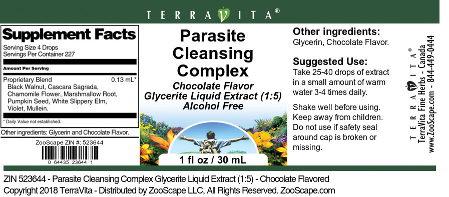 Parasite Cleansing Complex Glycerite Liquid Extract (1:5) - Label