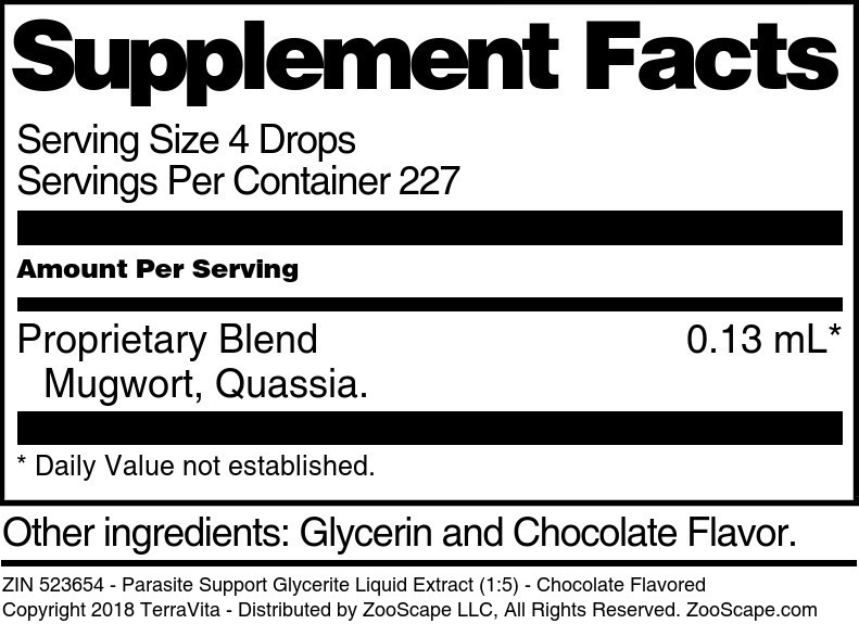 Parasite Support Glycerite Liquid Extract (1:5) - Supplement / Nutrition Facts
